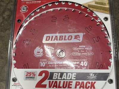 Diablo D1040X 10" 40T General Purpose Wood Saw Blade 2-Pack for Miter/Table Saws