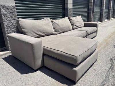 Light Beige Sectional Sofa with Reversible Chaise - Good Condition & Comfortable
