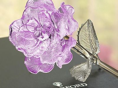 Waterford Fleurology Lavender Rose Crystal Sculpture - New in Box