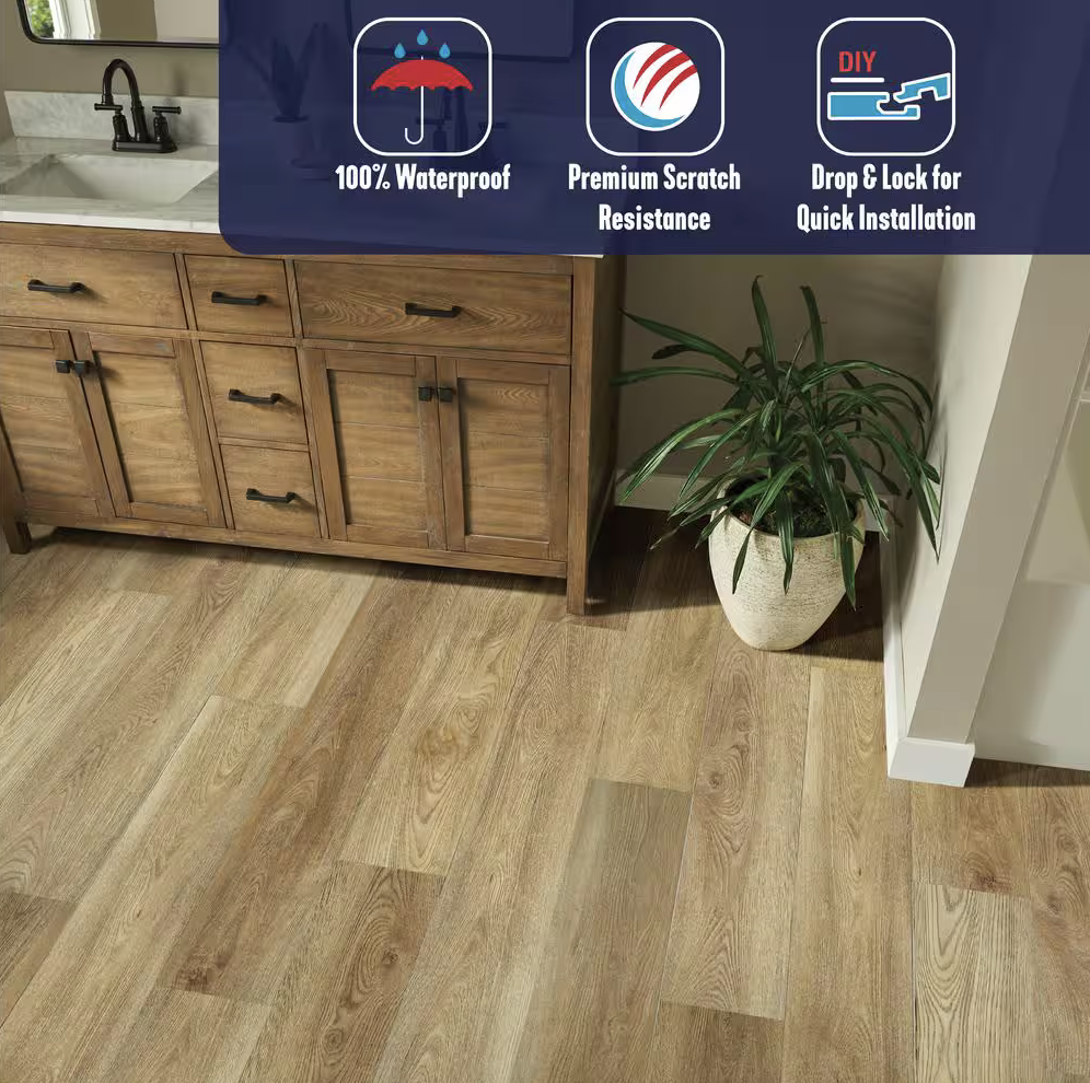 Bruce redefine Golden Afternoon Waterproof Click Lock Vinyl Tile Flooring