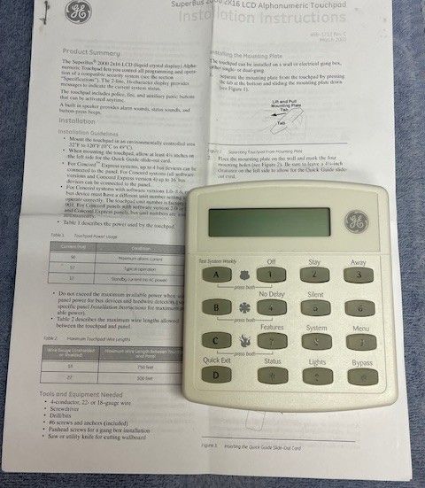 ALARM SYSTEM 2 LINE ALPHA KEYPAD
