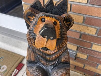 Wood carved welcome bear