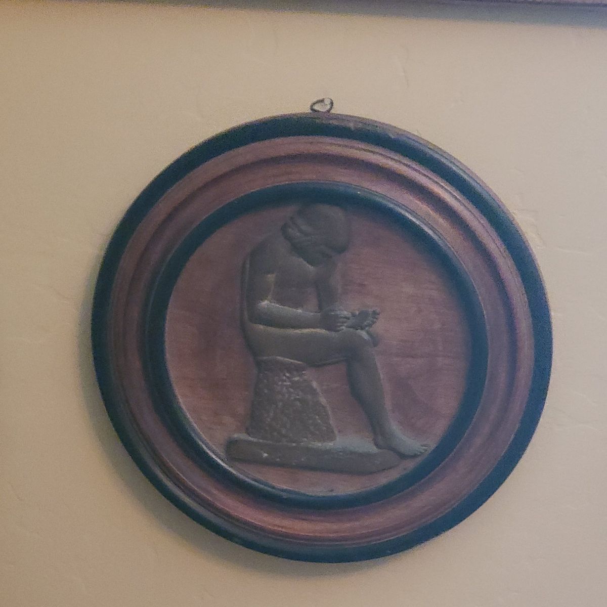Antique Framed Round Wall Art Relief Plaque