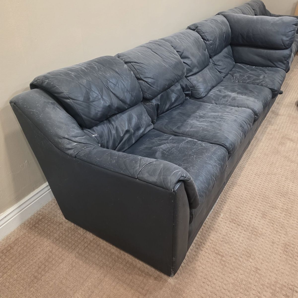 Leather Sectional Sofa - Large, Pre-owned, Comfortable Seating