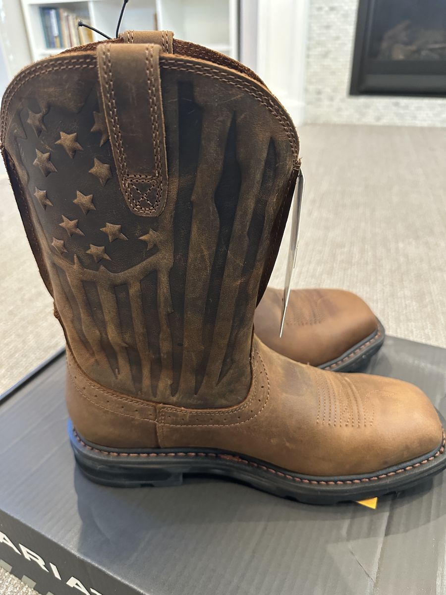 Ariat Shock Shield Steel Toe Western Work Boots Brown Size 9.5D