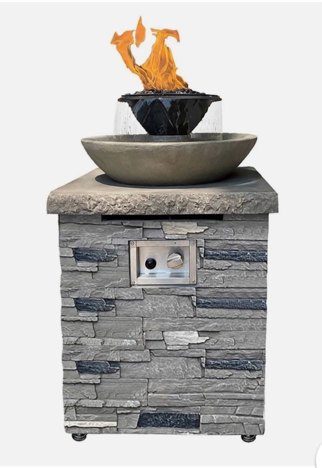 New in Box PROKAn Aquaflame European Ledge Water and Fire Pit