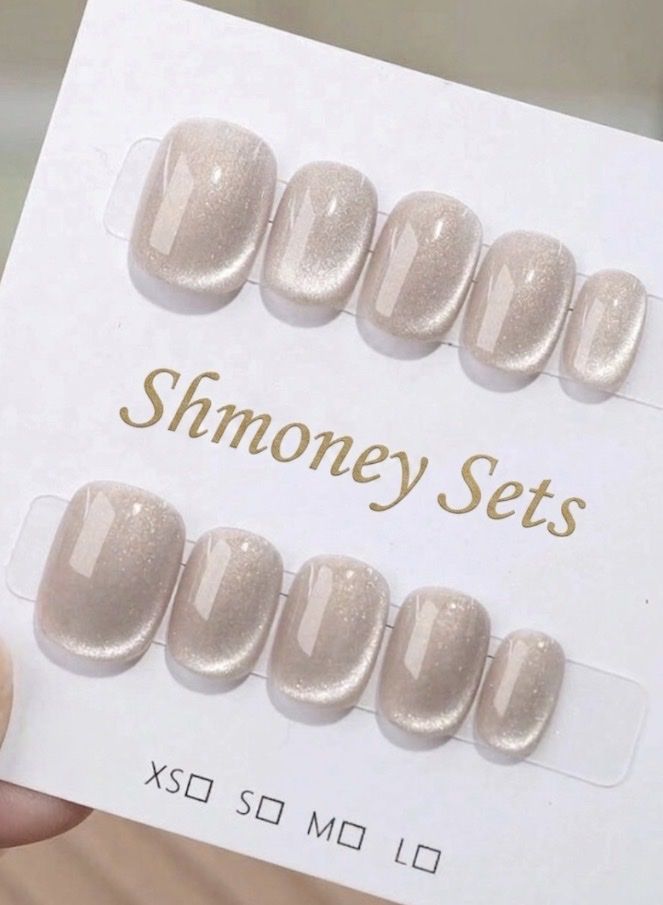 Shmoney Sets Press-On Nails - Pearlescent Apricot - XS-L - Reusable & Easy Application