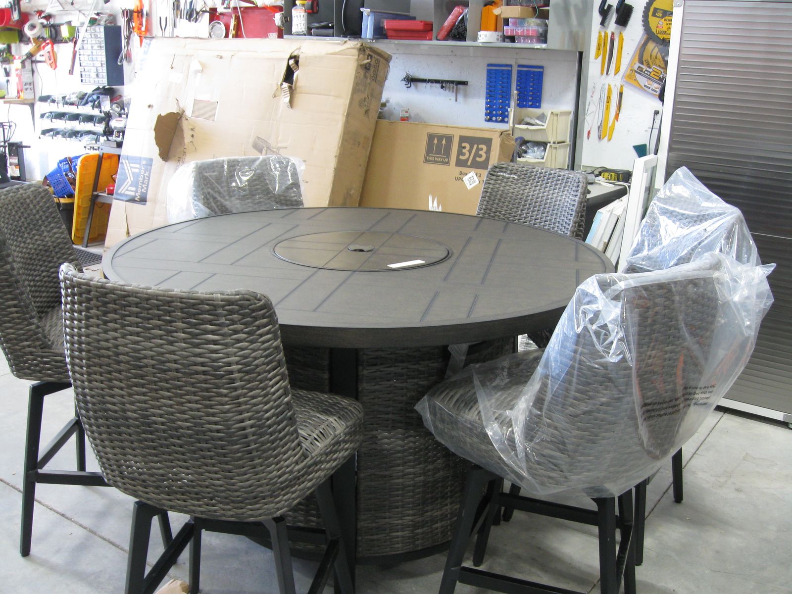 Brand New Member's Mark Athena Fire High Dining Set, 7pc Patio Outdoor Deck Porch