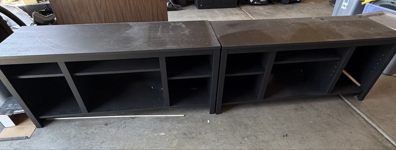 Black TV Console Media Storage Units - Set of 2, 4ft each