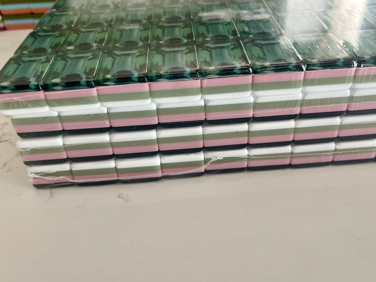 New Mahjong Game Tiles - Emerald Gemstone Design - Complete Set