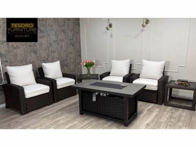 NEW MODERN RECLINER PATIO SET WITH FIREPLACE WE OFFER DELIVERY