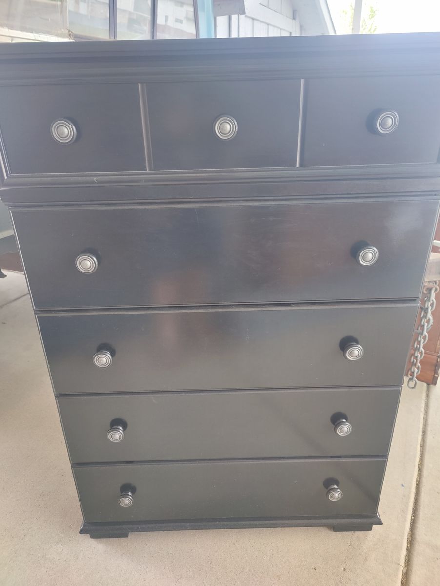 Large 5 Drawer Black Dresser