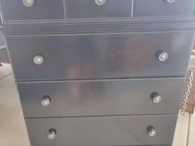Large 5 Drawer Black Dresser