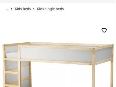 IKEA Kura Reversible Twin Bed Frame Pine White with Bed Tent