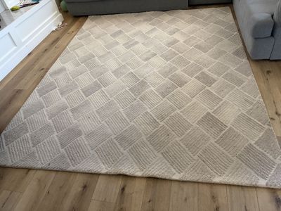 8x10 Neutral Geometric Area Rug with Basketweave Textured Pattern