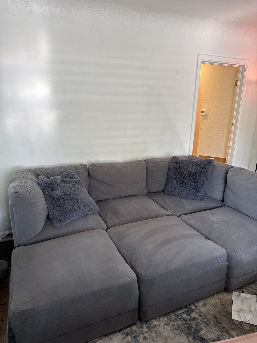 Modular Gray Sectional Sofa Couch - Customizable Configuration