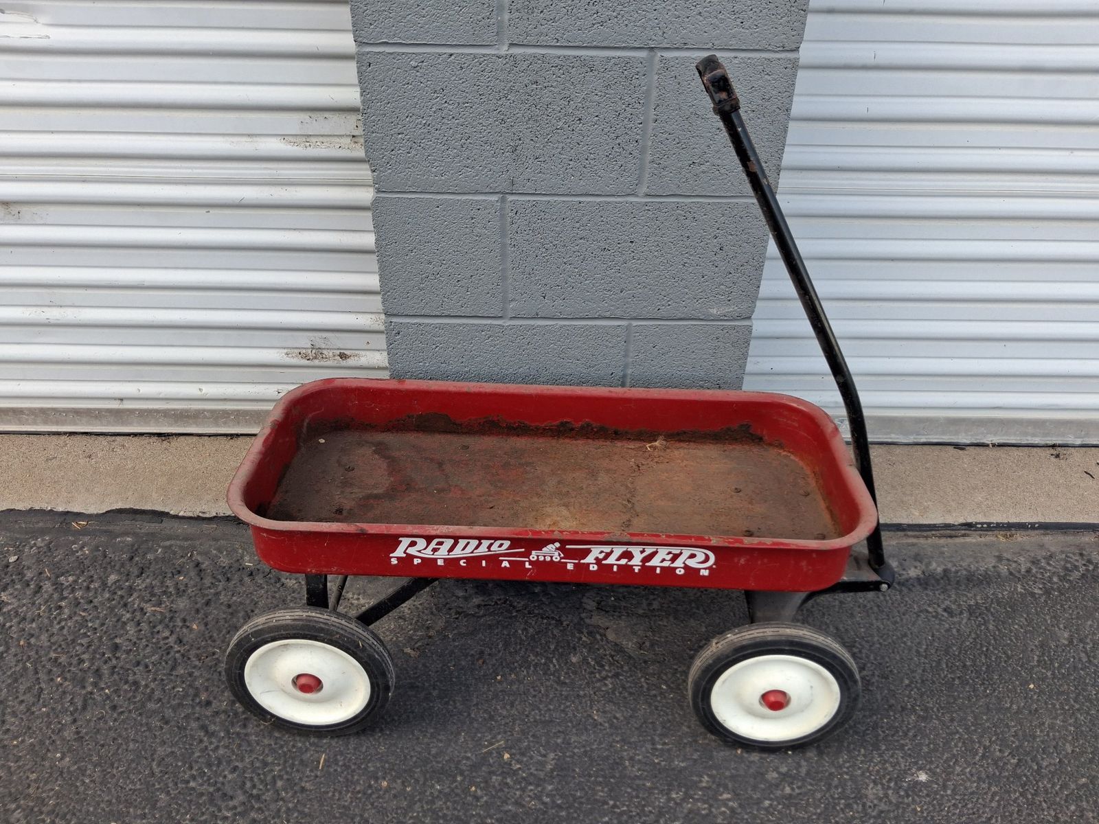 Vintage Radio Flyer Special Edition Steel Toy Wagon Red Body White Wheels Cla...