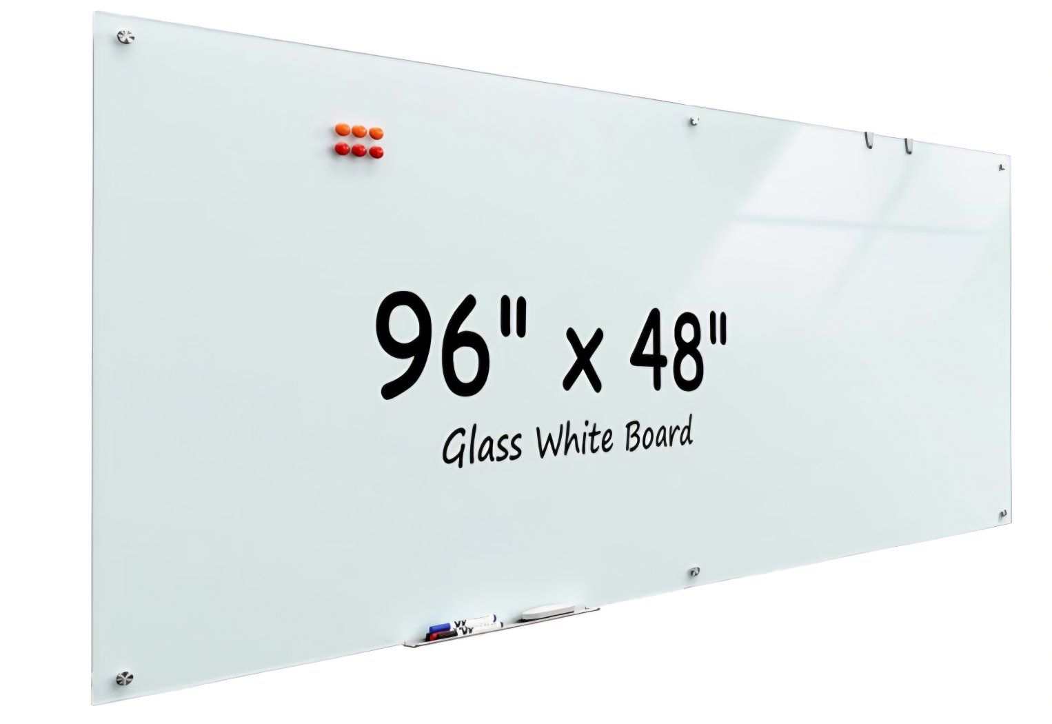MaxGear Glass Whiteboard Wall Mounted, Frameless Magnetic Dry Erase Board, Tempered Glass, Steel-Backed, Non-Porous Smooth Surfa