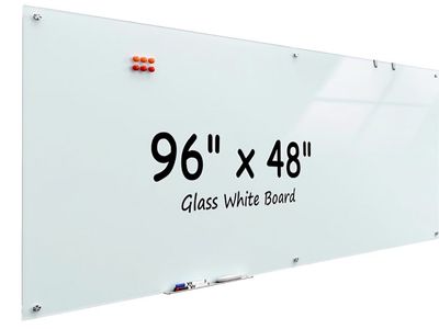 MaxGear Glass Whiteboard Wall Mounted, Frameless Magnetic Dry Erase Board, Tempered Glass, Steel-Backed, Non-Porous Smooth Surfa