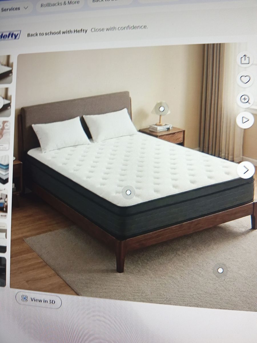 12 inch brand new mattress never slept on and a mattress moving bag with a 6 inch used metal box spring 