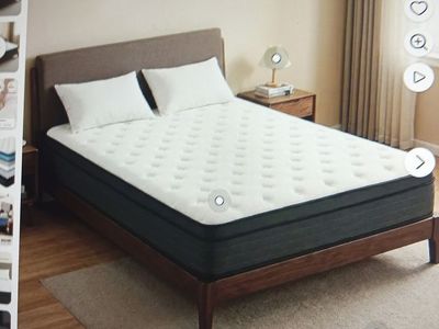 12 inch brand new mattress never slept on and a mattress moving bag with a 6 inch used metal box spring
