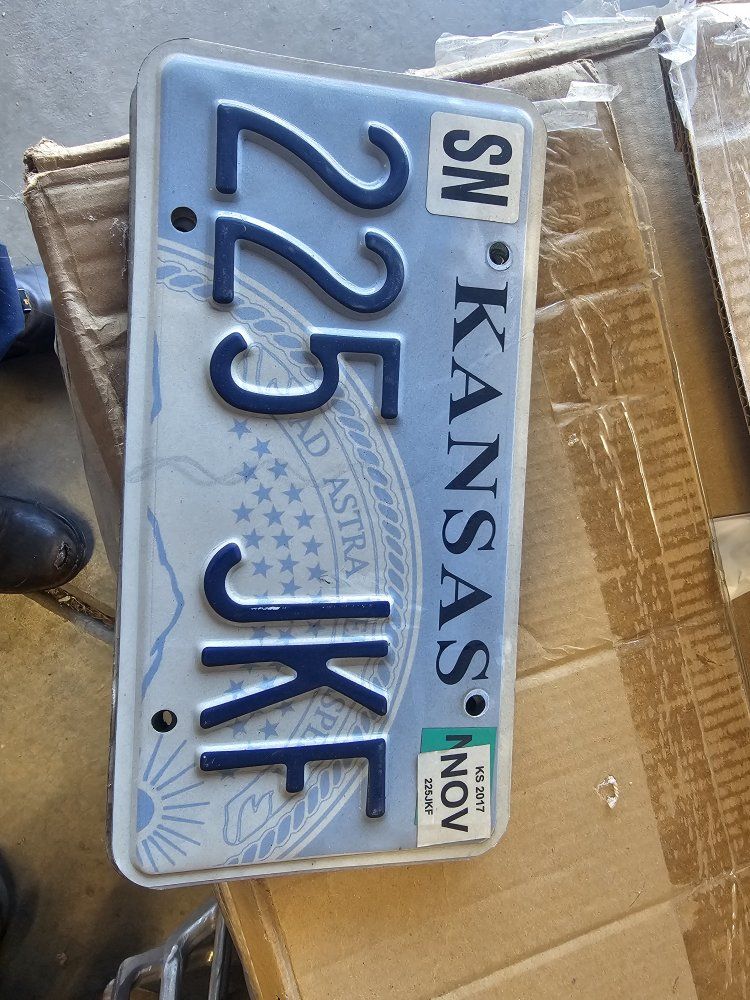 Kansas 2017 License Plate - SN 225 JKF - Collectible Vehicle Tag