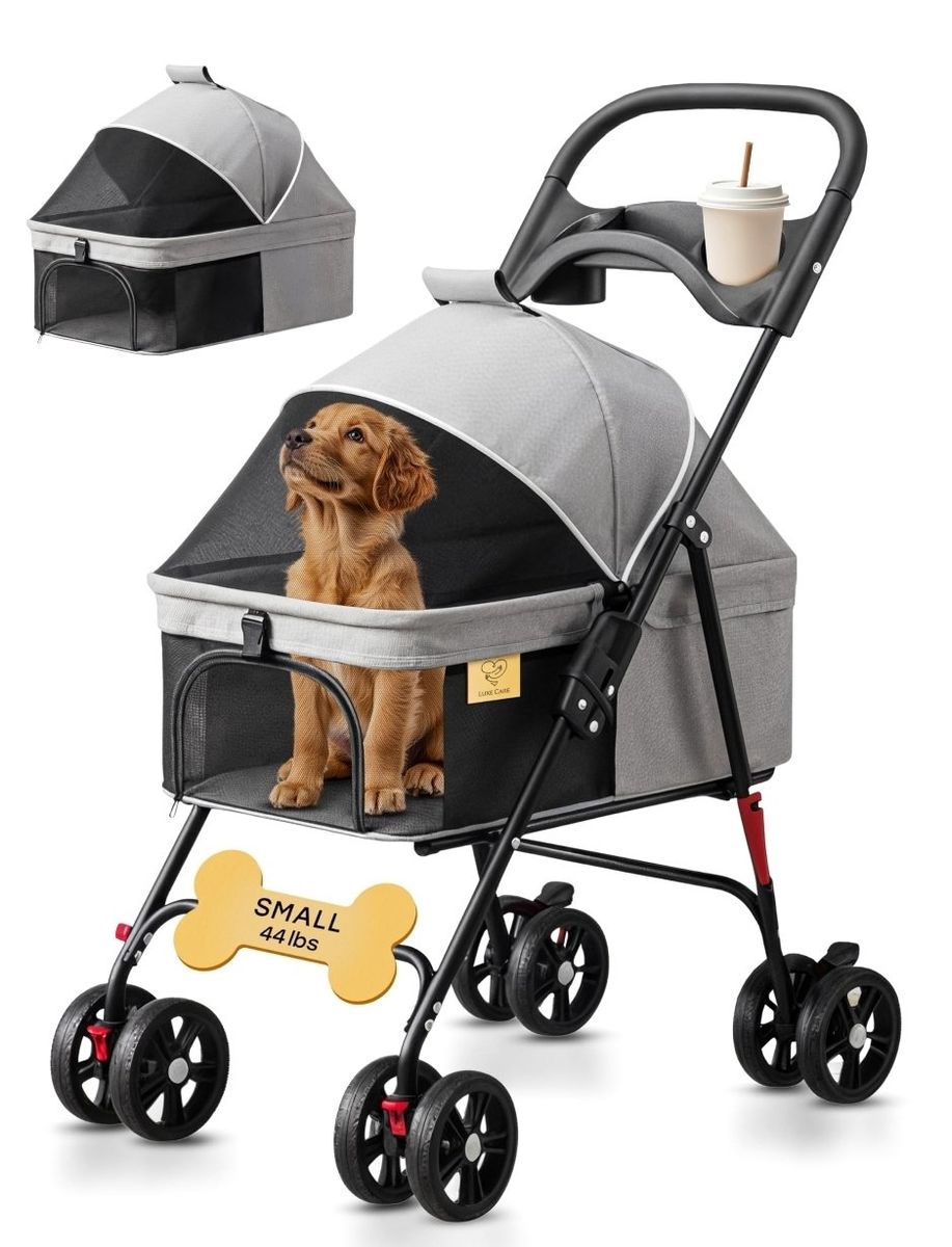 4 Wheel Foldable Pet Stroller, Up to 44lbs