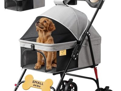 4 Wheel Foldable Pet Stroller, Up to 44lbs