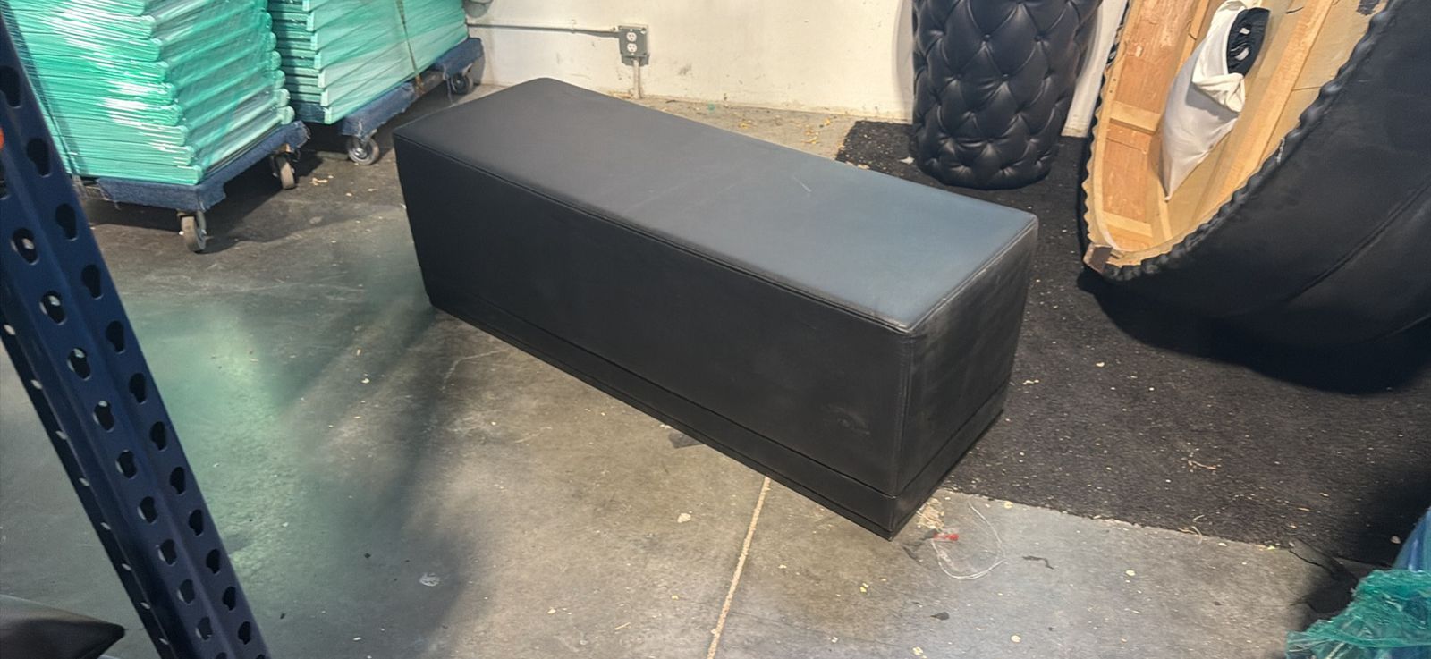 Black Faux Leather Bench