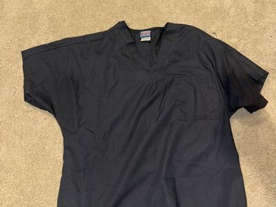 Cherokee Workwear Short Sleeve V-Neck Scrub Top Black Size M