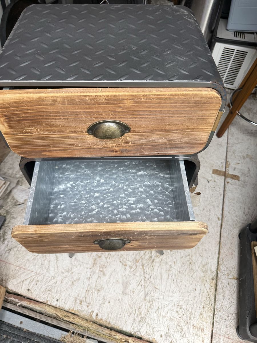 Industrial Style 4-Drawer Metal & Wood Chest Storage Cabinet Nightstand