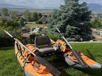 Classic Accessories Colorado XT Inflatable Fishing Pontoon Boat with Oars & Storage. Used 2 times.