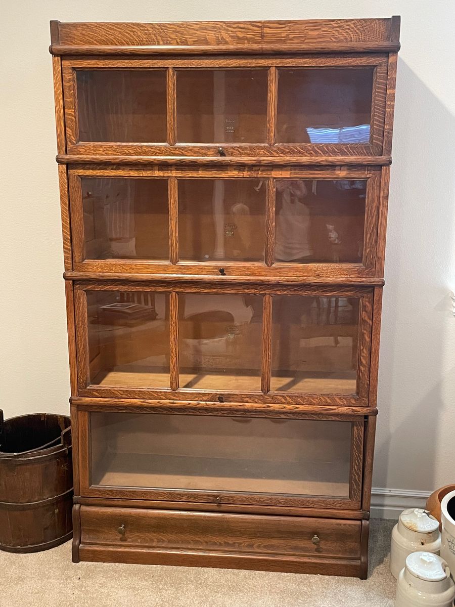 Antique 4-Stack Oak Barrister Bookcase - Mission / Arts & Crafts Style
