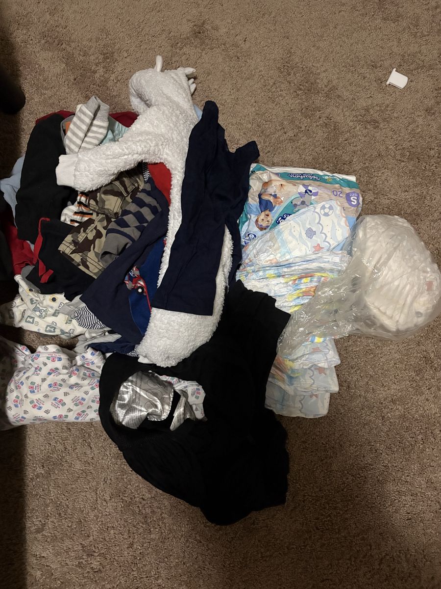 Mixed Lot Baby Boy Clothes & Diapers (Small) - Various Brands & Styles