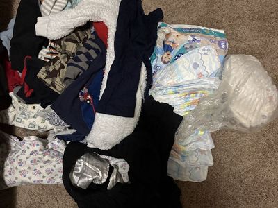 Mixed Lot Baby Boy Clothes & Diapers (Small) - Various Brands & Styles