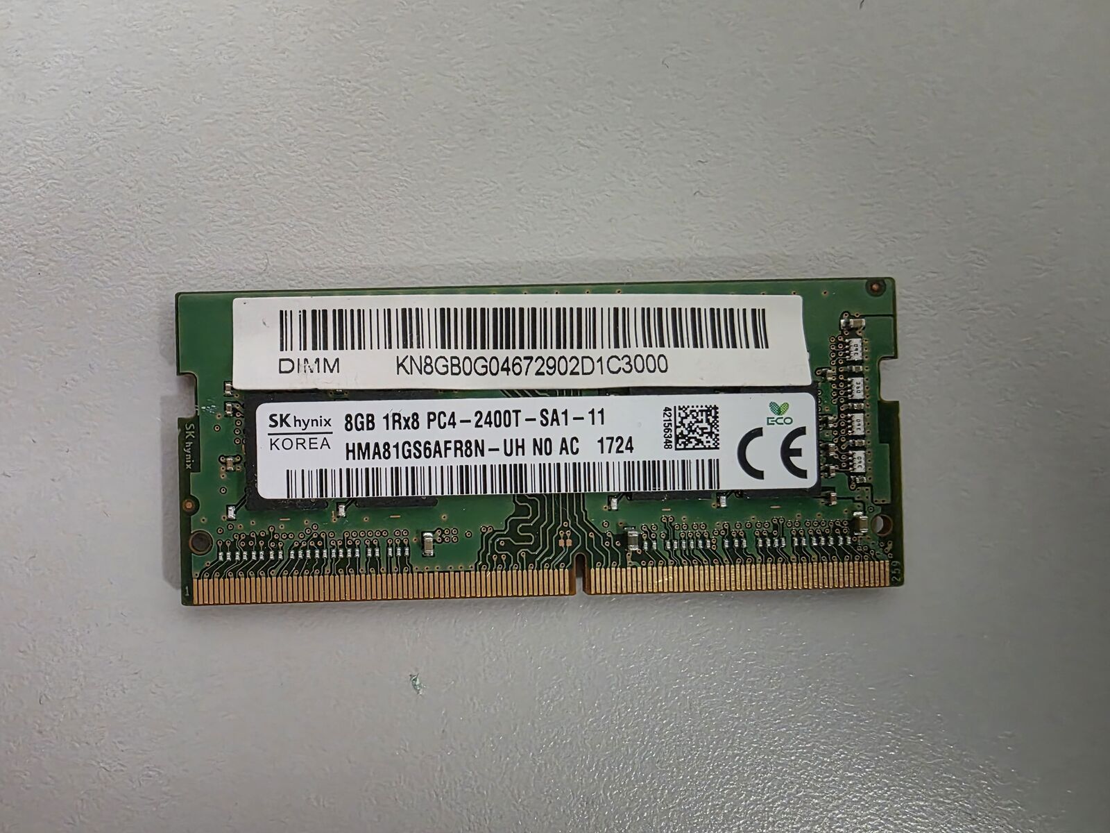 8 GB Single stick DDR4 SODIMM 2400 RAM