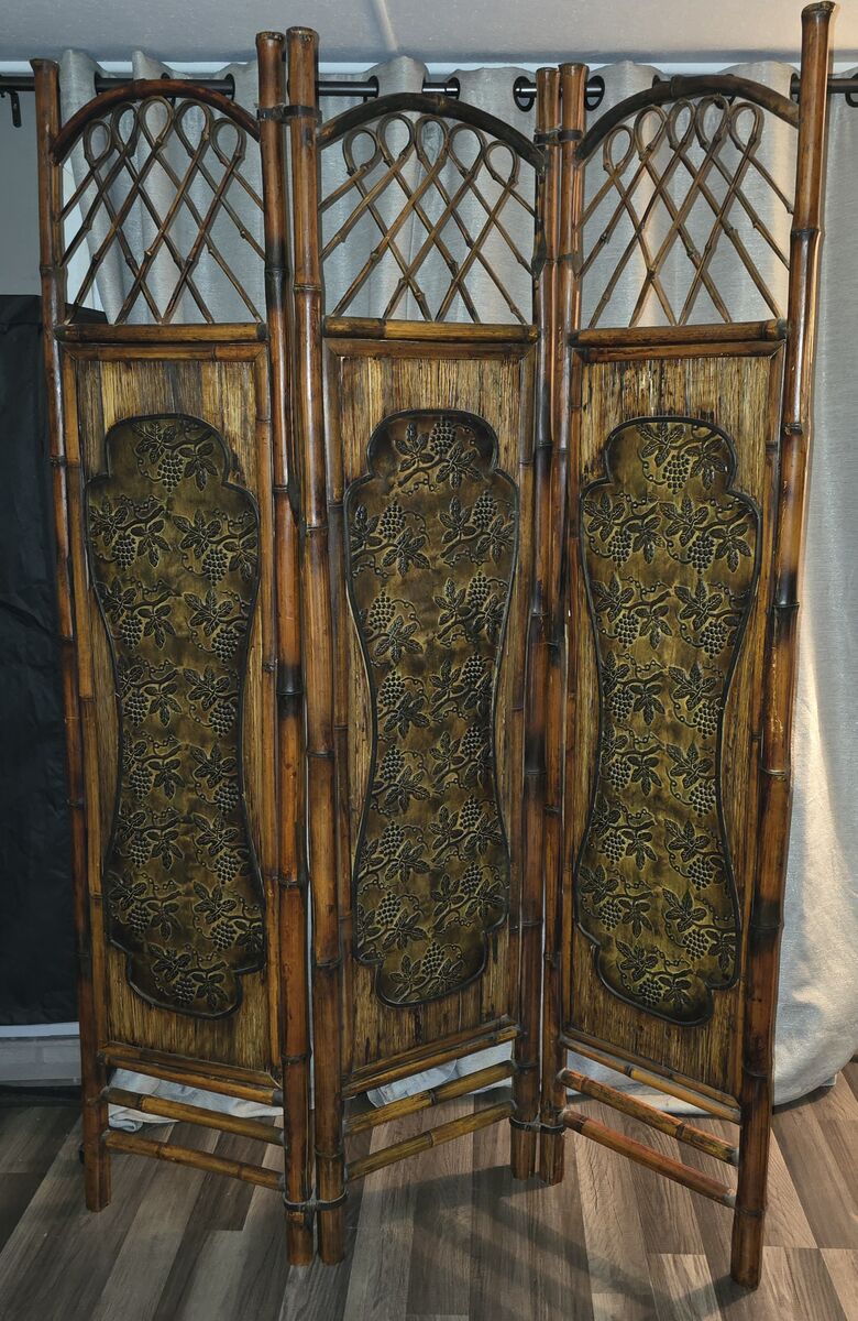 Vintage MCM Bamboo Rattan Room Divider