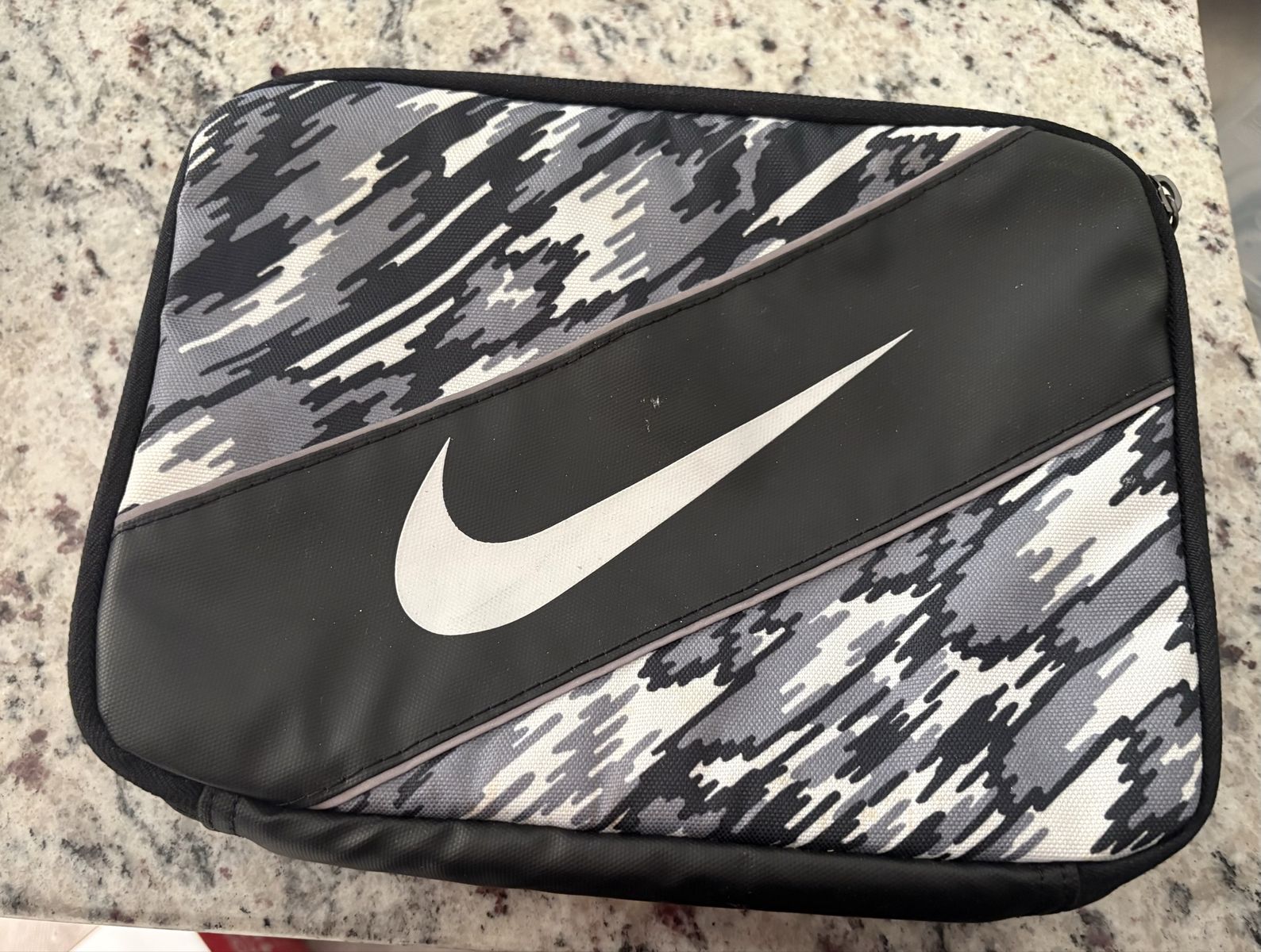 Nike Insulated Lunch Box Bag Black Gray Camo Swoosh Logo