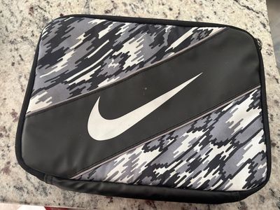 Nike Insulated Lunch Box Bag Black Gray Camo Swoosh Logo