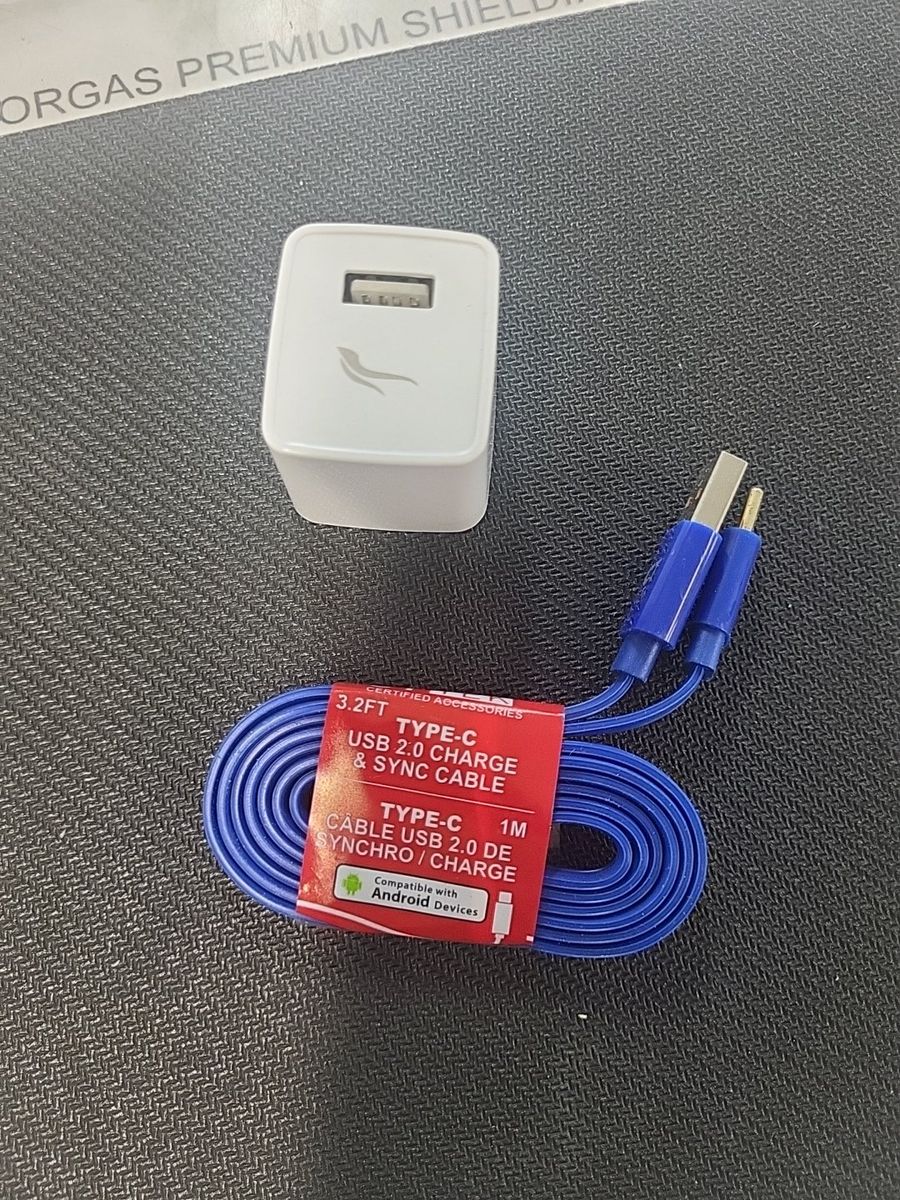 New Blue 1M Type-C USB 2.0 Charge & Sync Cable for Android Devices with Wall Adapter