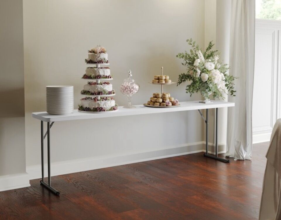 New 8x1.5ft Banquet Folding Table White