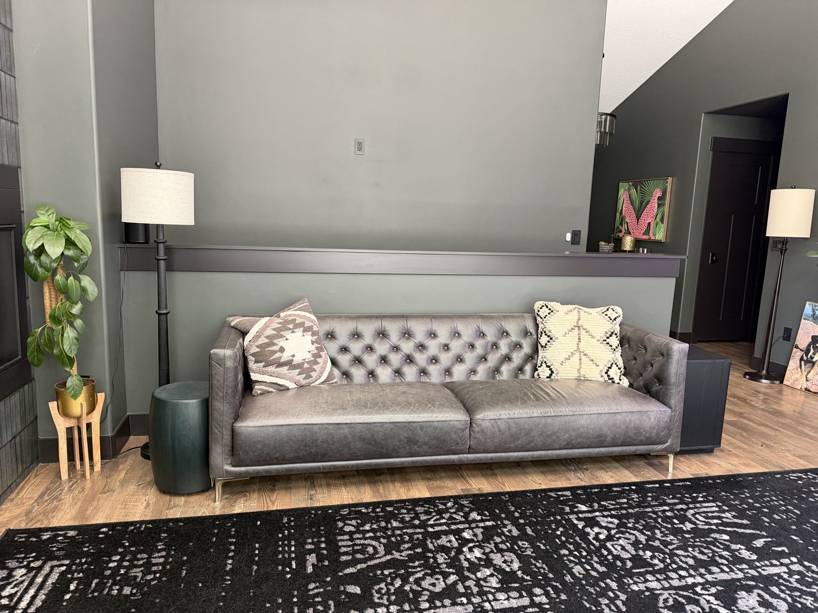 West Elm or Pottery Barn Grey Gray Black Sofa Modern Club 