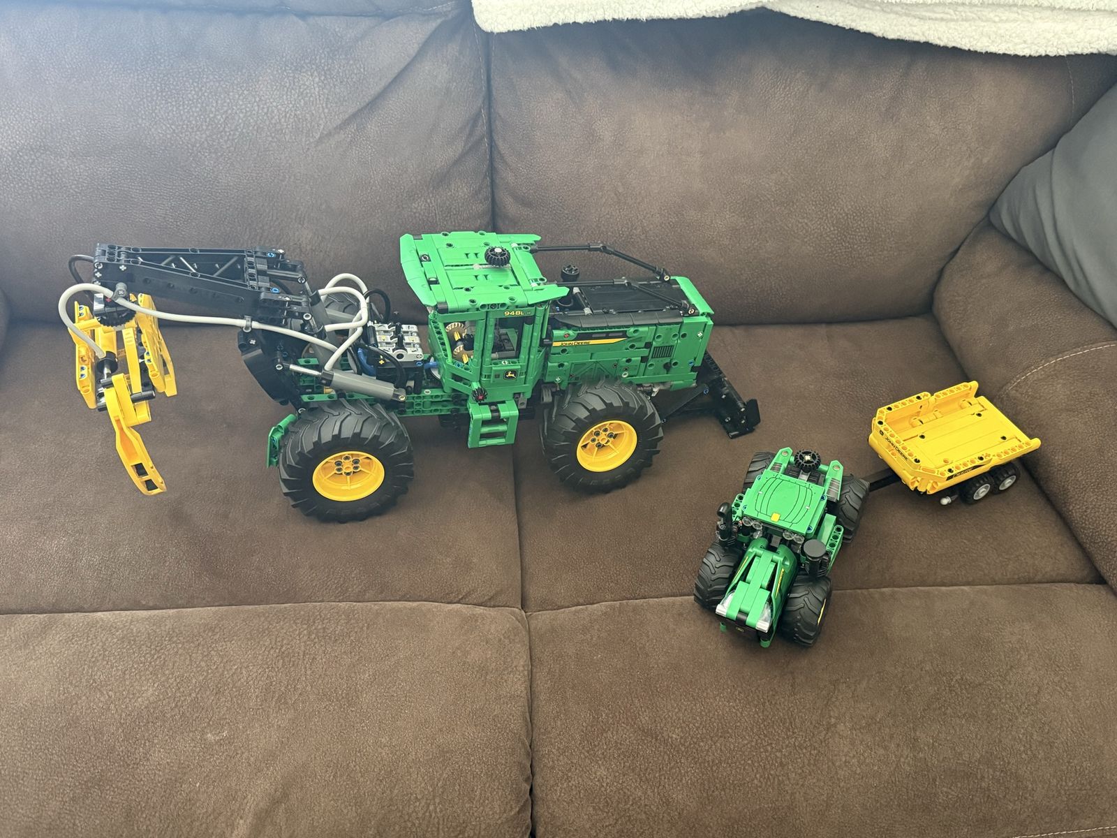 Lego John Deere skidder and tractor