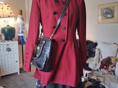 Calvin Klein Women's Red Button-Front Wool Blend Coat - Size 6
