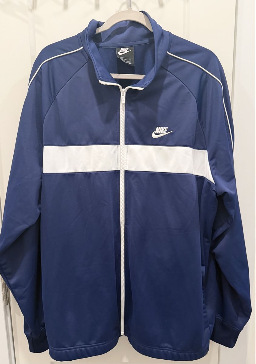 Nike Men's Navy Blue & White Full-Zip Track Jacket XXL