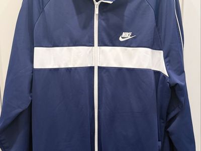 Nike Men's Navy Blue & White Full-Zip Track Jacket XXL