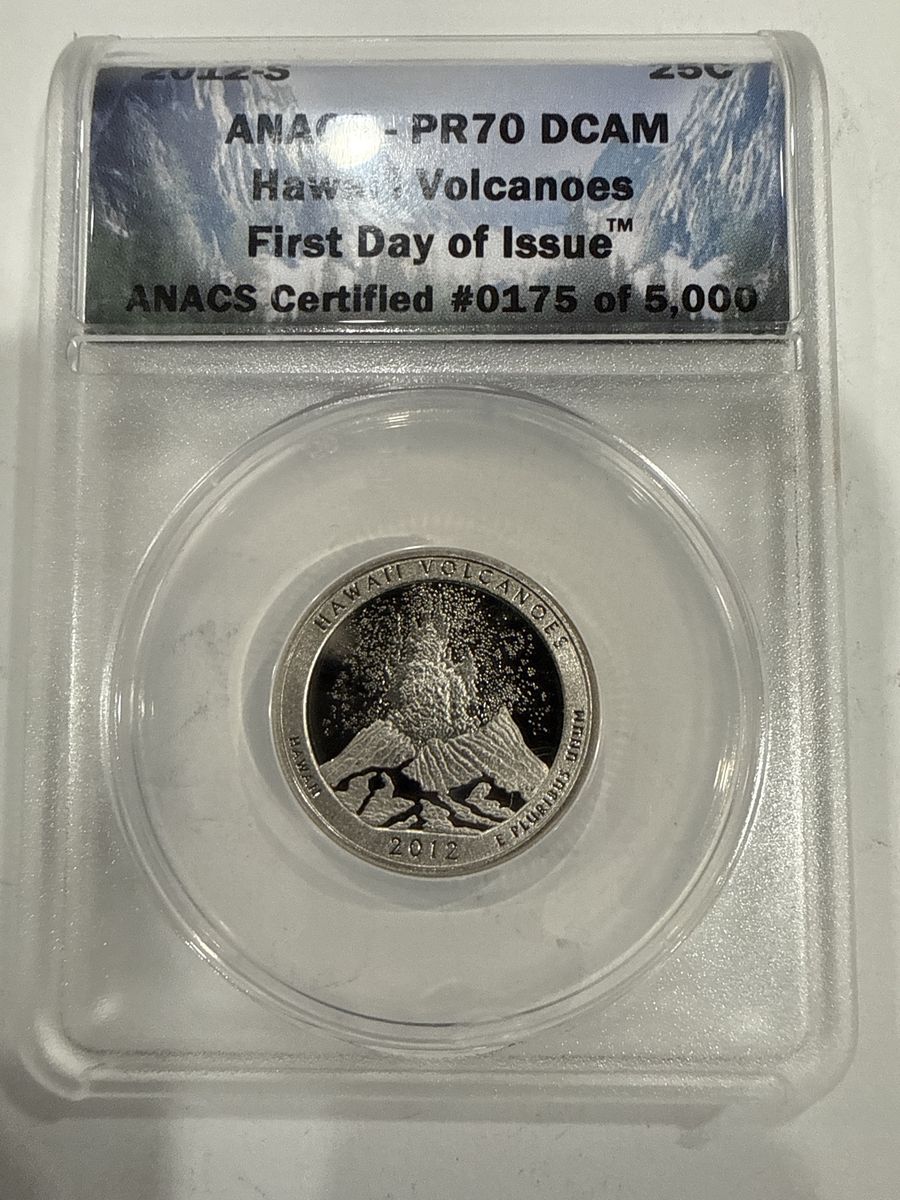 2012 ANACS PR70 DCAM Hawaii Volcanoes First Day of Issue Quarter - Certified #0175/5000
