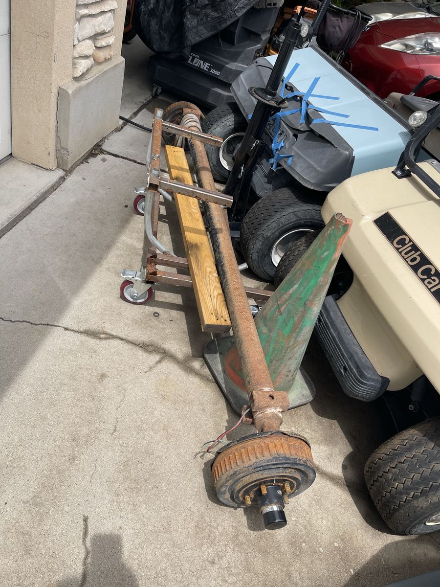 Heavy Duty Trailer Axle Assembly with Brakes and U-Bolts - Used