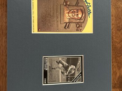 9x12 Autograph Bob Feller No-Hitter Game Hand Signed HOF Yellow Card Matted and Mounted with old baseball card.