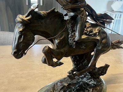 Vintage Frederic Remington "The Cheyenne" Bronze Statue - 19" Bronze Western Art